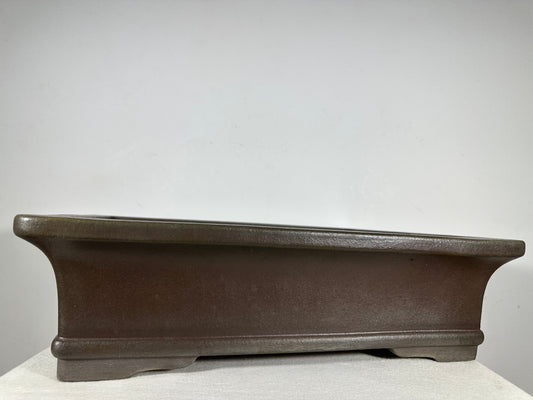 Preowned Japanese Tokoname Unglazed Rectangular Bonsai Pot Yamaaki - 17.75” By 14”