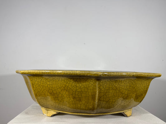 Preowned Japanese Tokoname Glazed Rinka Style Bonsai Pot Mazan Terahata - 20.75” By 20”