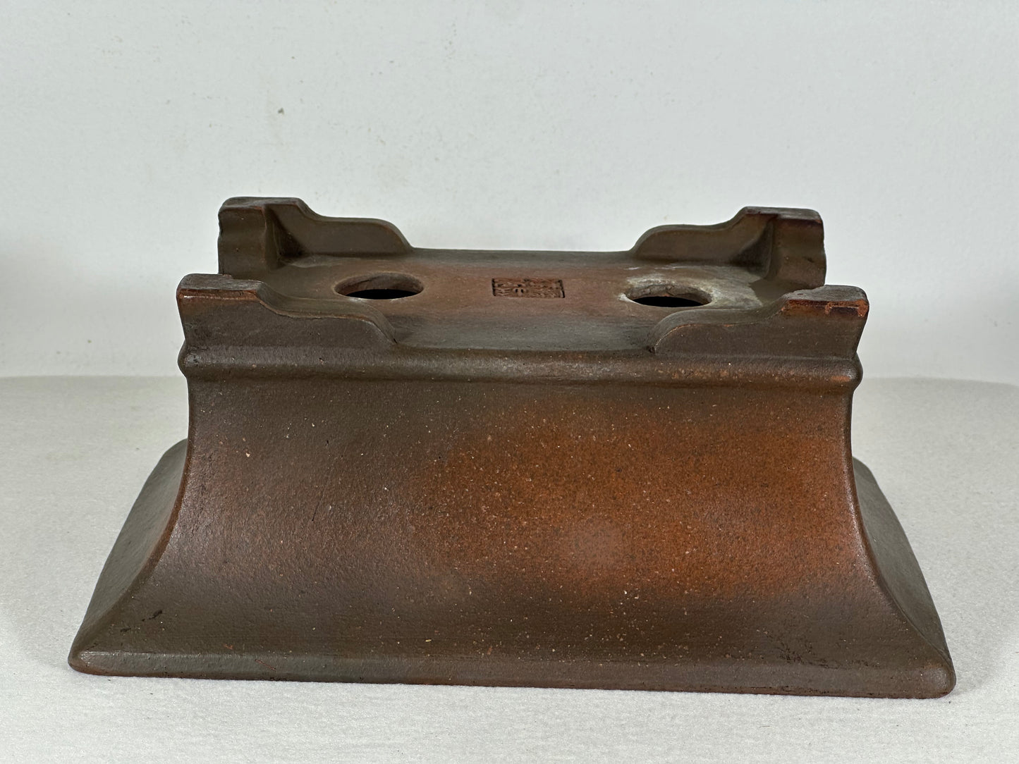 Preowned Japanese Tokoname Rectangular Bonsai Pot Zennigou - 9.75” By 7.25”