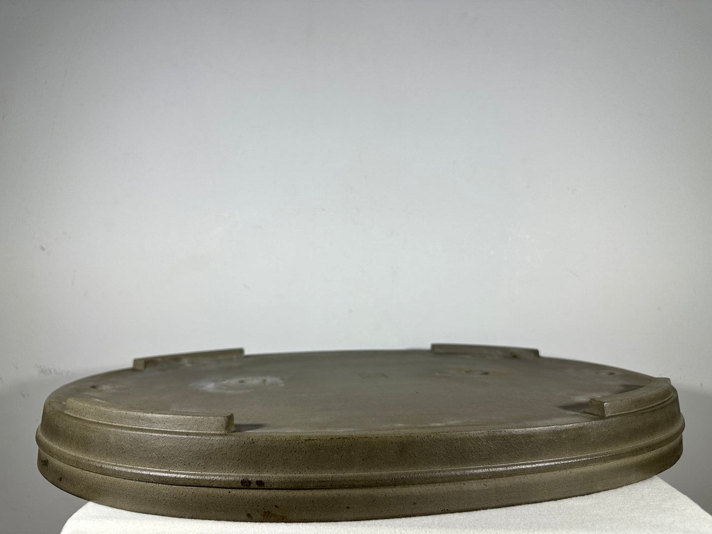 Preowned Japanese Tokoname Unglazed Oval Shallow Bonsai Pot Seizan - 24.25” By 17.25”