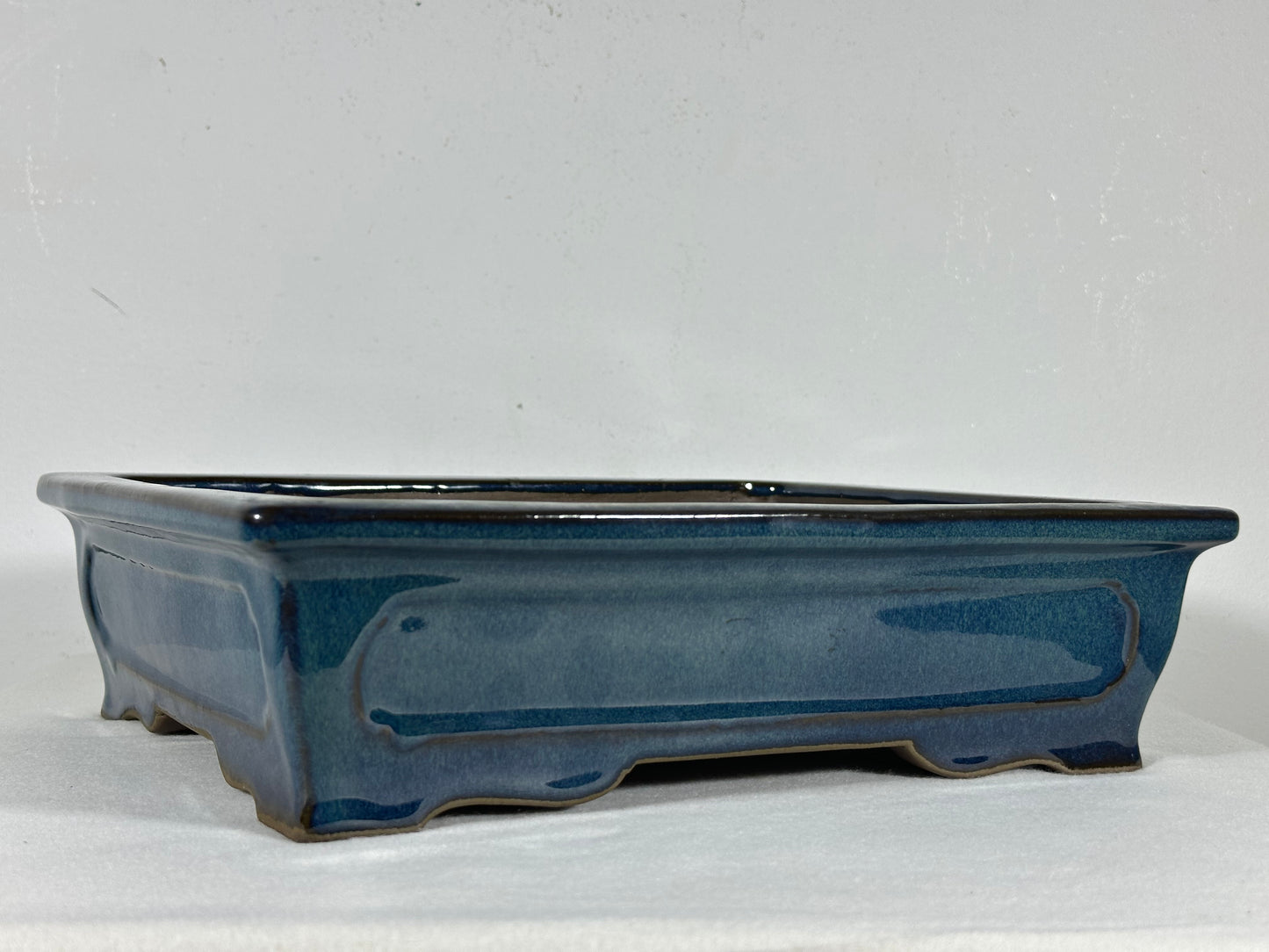 Preowned Japanese Tokoname Glazed Rectangular Bonsai Pot Yamaaki - 11.5” By 9.25”