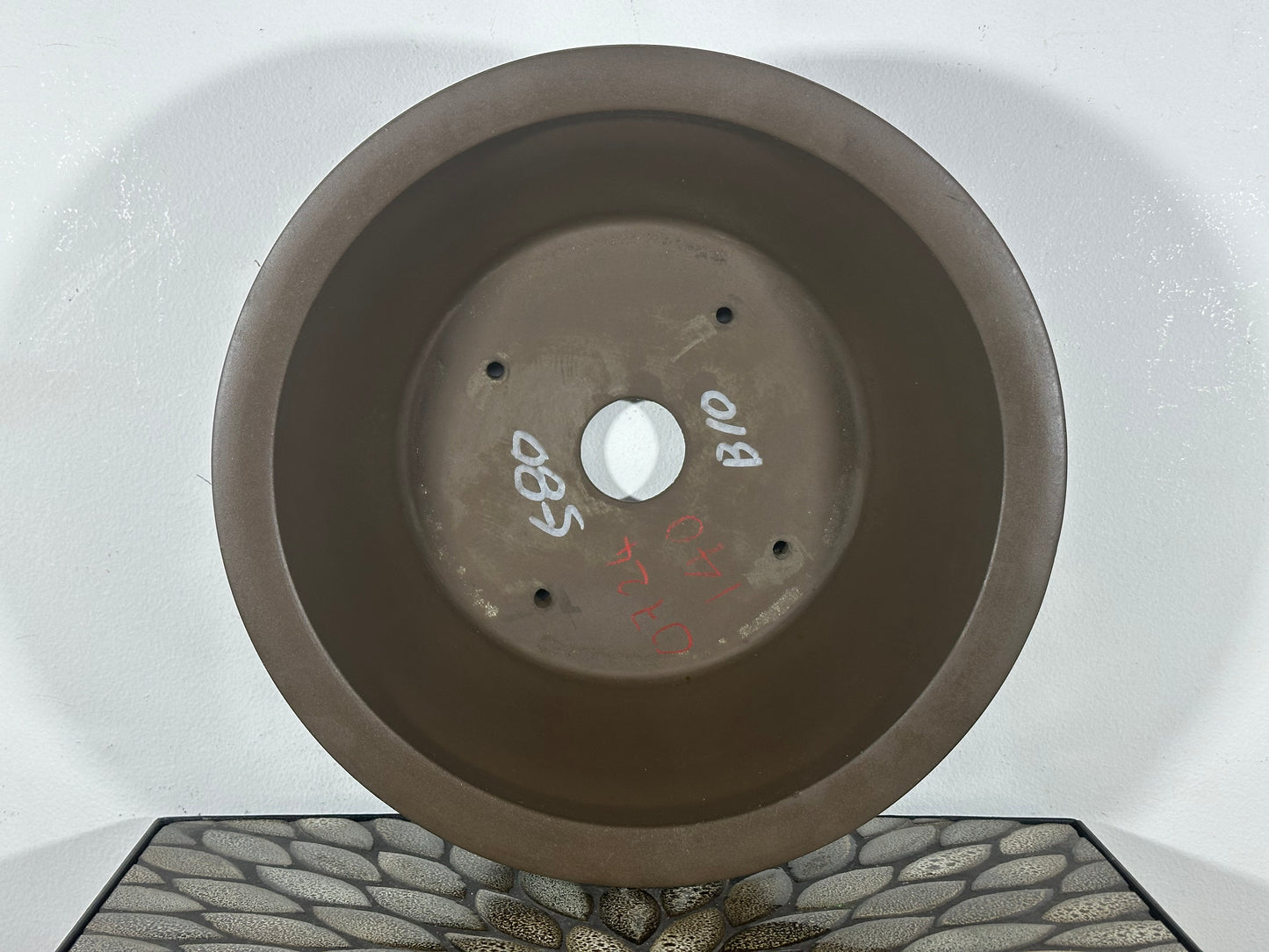 Preowned Japanese Tokoname Unglazed Round Bonsai Pot - 12.75” By 4.5”