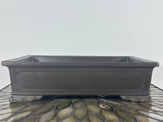 Preowned Japanese Tokoname Unglazed Rectangular Bonsai Pot Houtoku - 12” By 8.75”