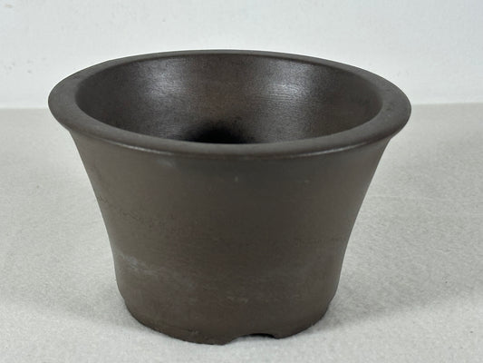 Preowned Japanese Tokoname Unglazed Round Bonsai Pot - 5” By 3”