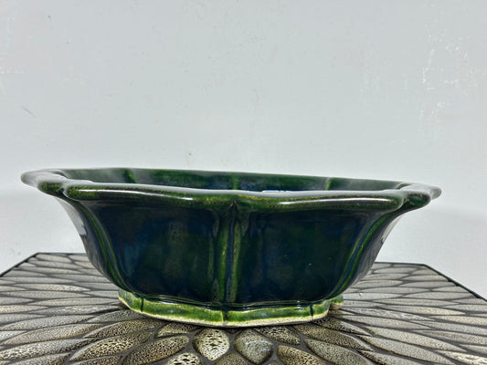 New Japanese Tokoname Glazed Bonsai Pot Rinka Style Mazan Terahata - 12” By 11.25”