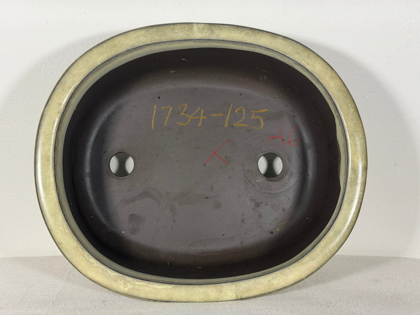 Preowned Japanese Tokoname Glazed Oval Bonsai Pot - 10.25” By 8.75”