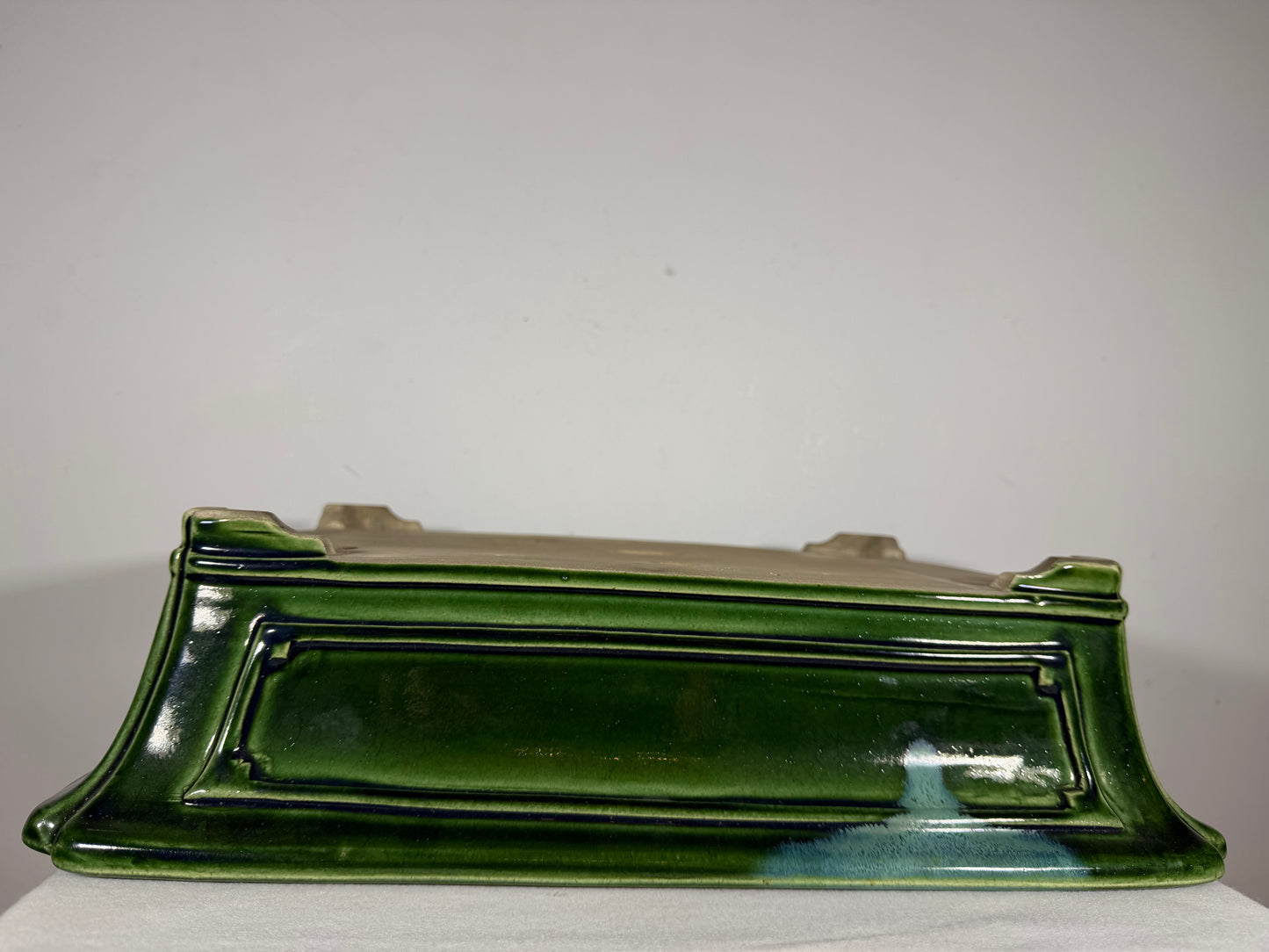 New Japanese Tokoname Glazed Rectangular Bonsai Pot Mazan Terahata - 18” By 14.25”