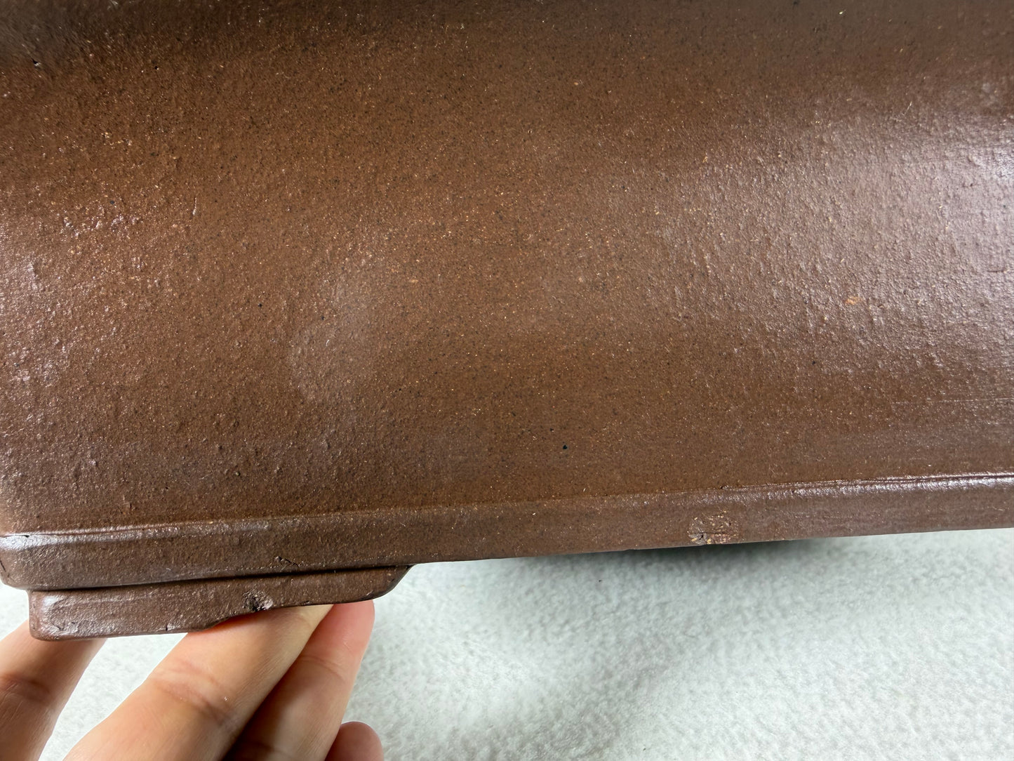 Preowned Japanese Tokoname Unglazed Rectangular Bonsai Pot - 13.25” By 10.75”