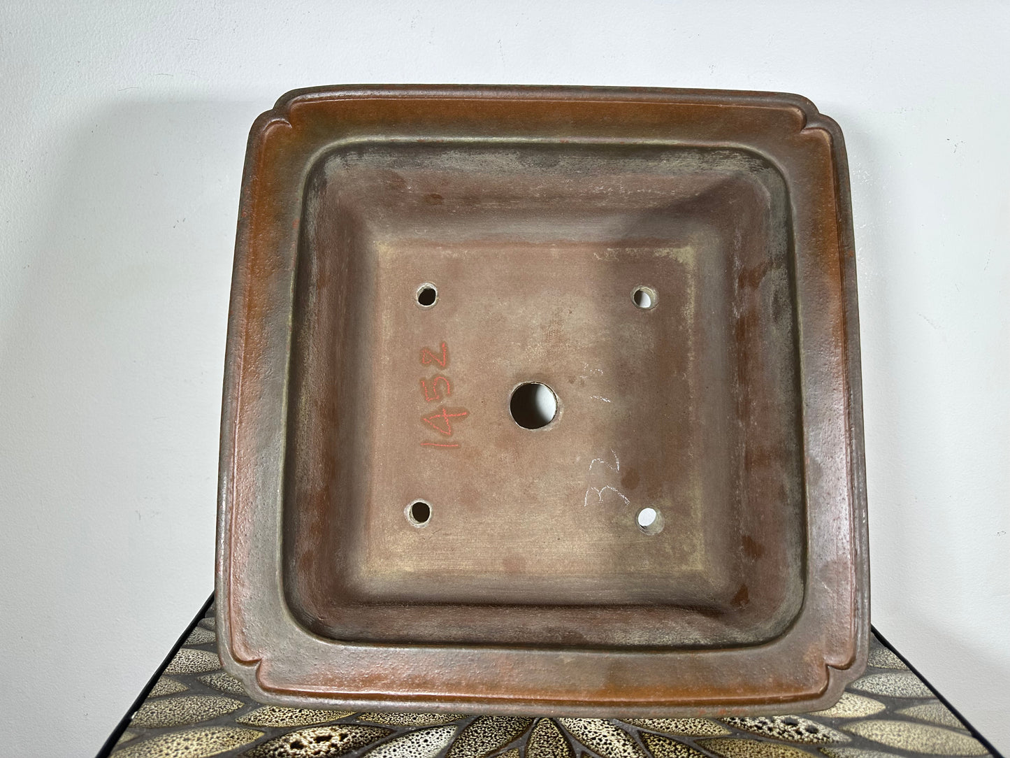 Preowned Japanese Tokoname Square Bonsai Pot Tazan - 12.75” By 6”