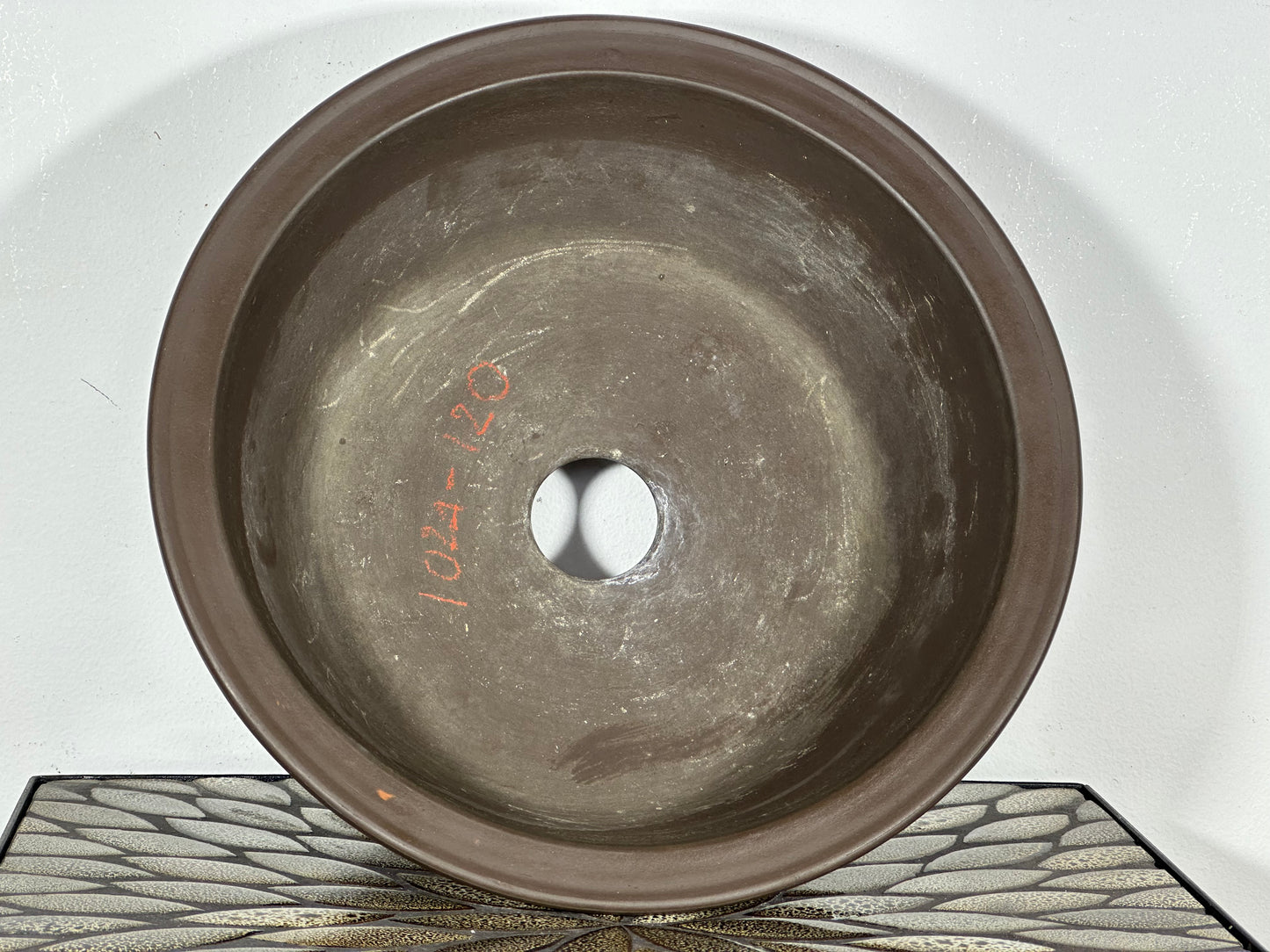 Preowned Japanese Tokoname Unglazed Round Bonsai Pot - 12 3/8” By 4.5”