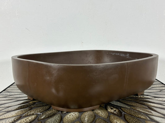 Preowned Japanese Tokoname Unglazed Rectangular Bonsai Pot - 12 1/8” By 9 5/8”