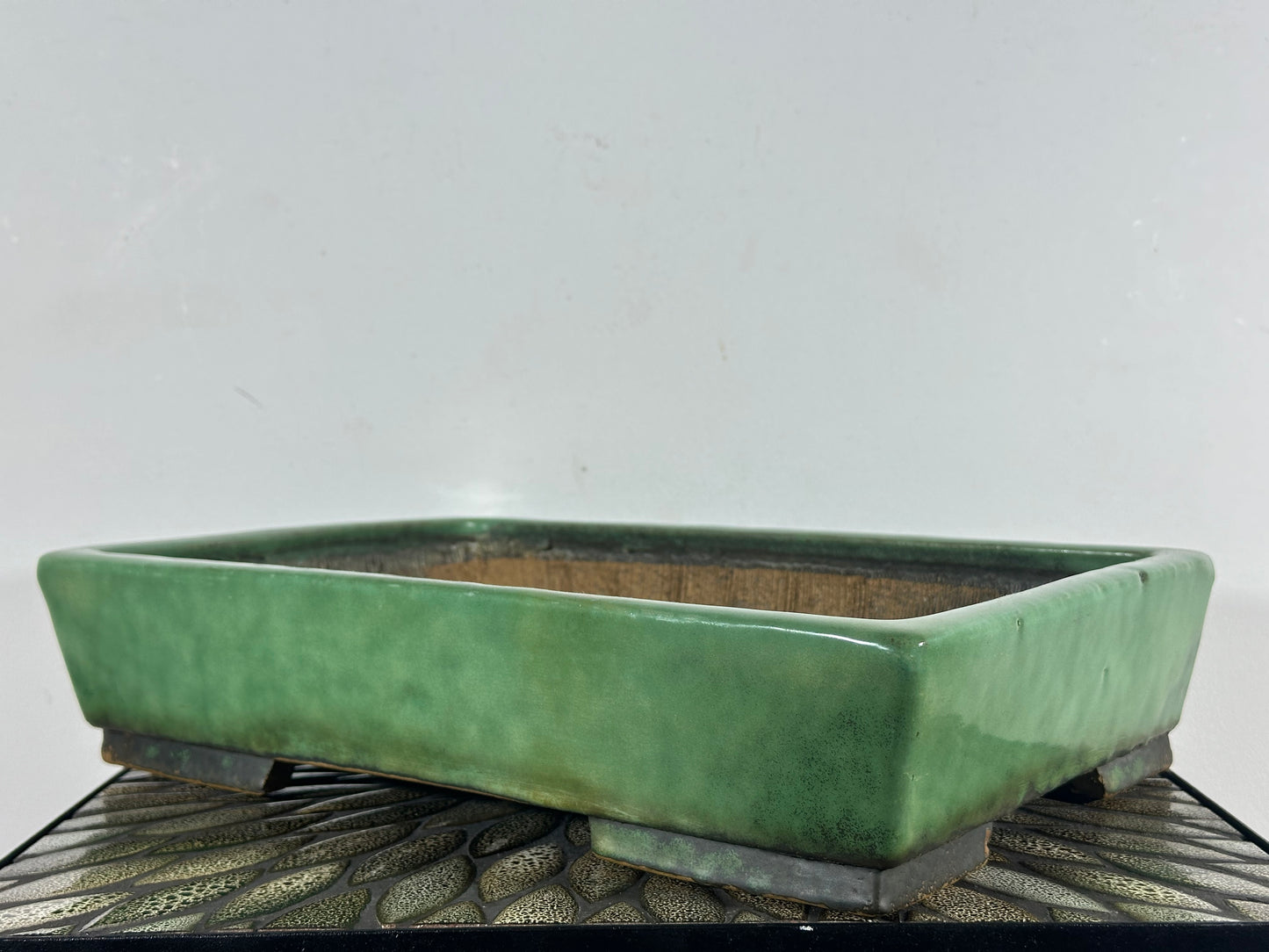 Preowned Vintage Japanese Tokoname Rectangular Bonsai Pot Syuhou - 15” By 10.25”