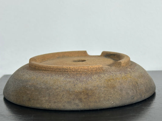 Preowned Japanese Tokoname Round Bonsai Pot Kouji - 4 3/8” By 1”