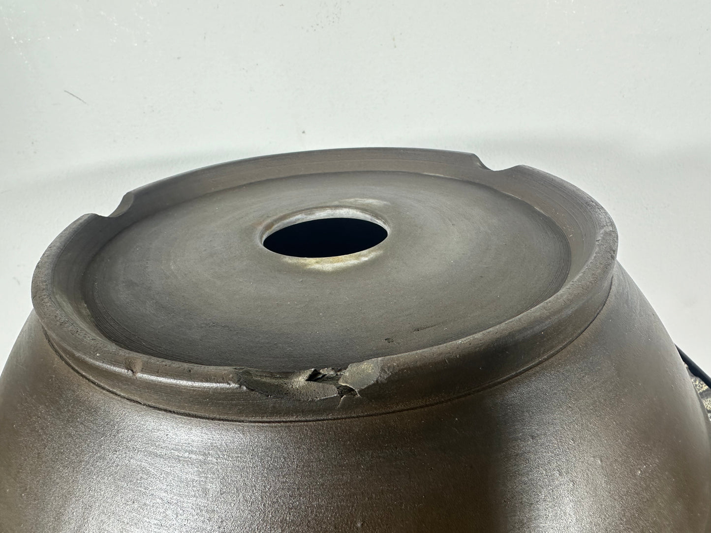 Preowned Japanese Tokoname Unglazed Round Bonsai Pot - 12.25” By 4.75”