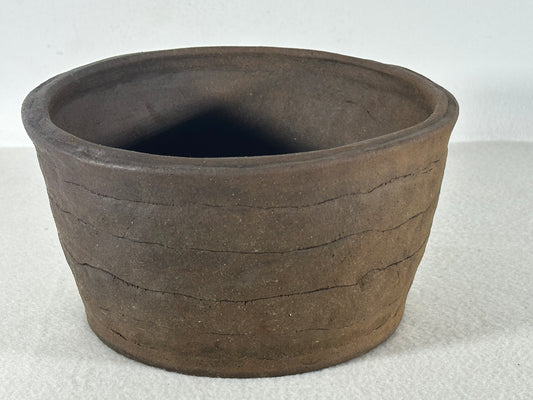 Preowned Japanese Tokoname Unglazed Round Bonsai Pot - 7.25” By 3.75”