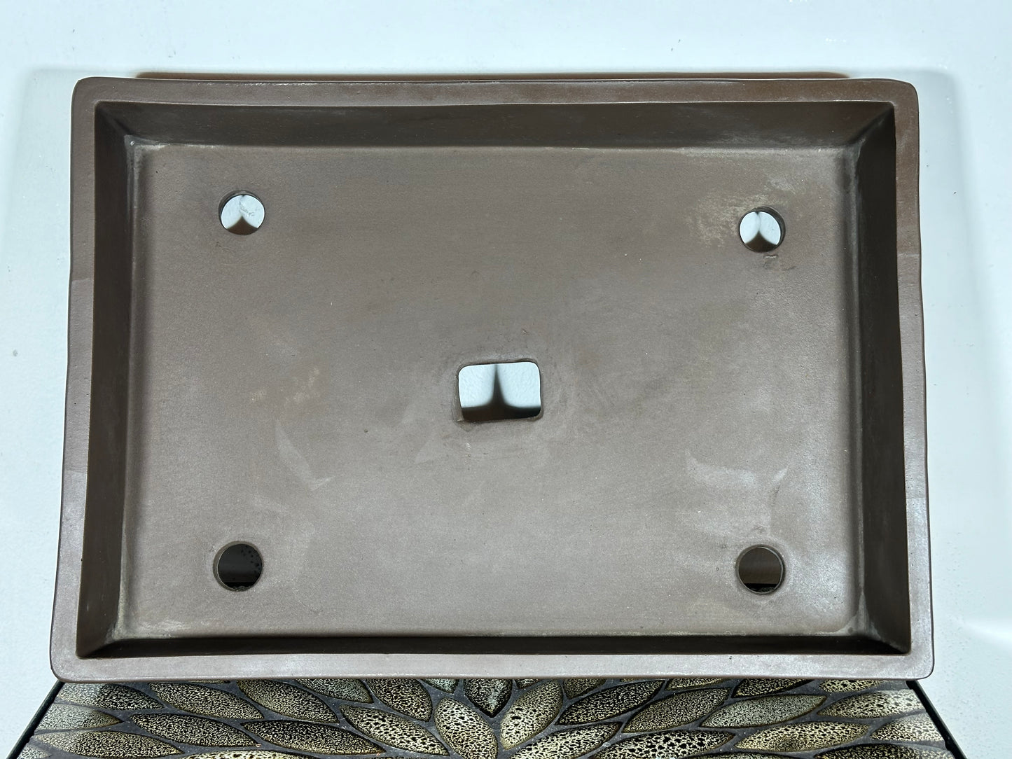 Preowned Japanese Tokoname Unglazed Rectangular Bonsai Pot Sankyou - 15.5” By 11”