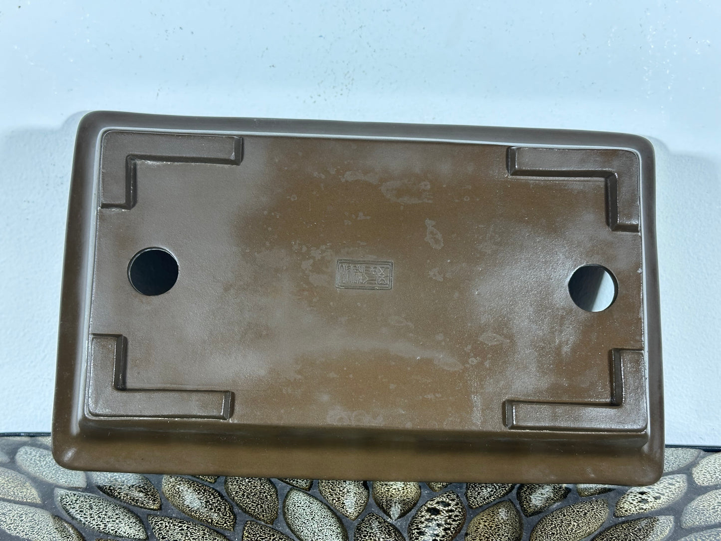 Preowned Vintage Japanese Tokoname Unglazed Rectangular Bonsai Pot Yamaaki - 11.5” By 7”