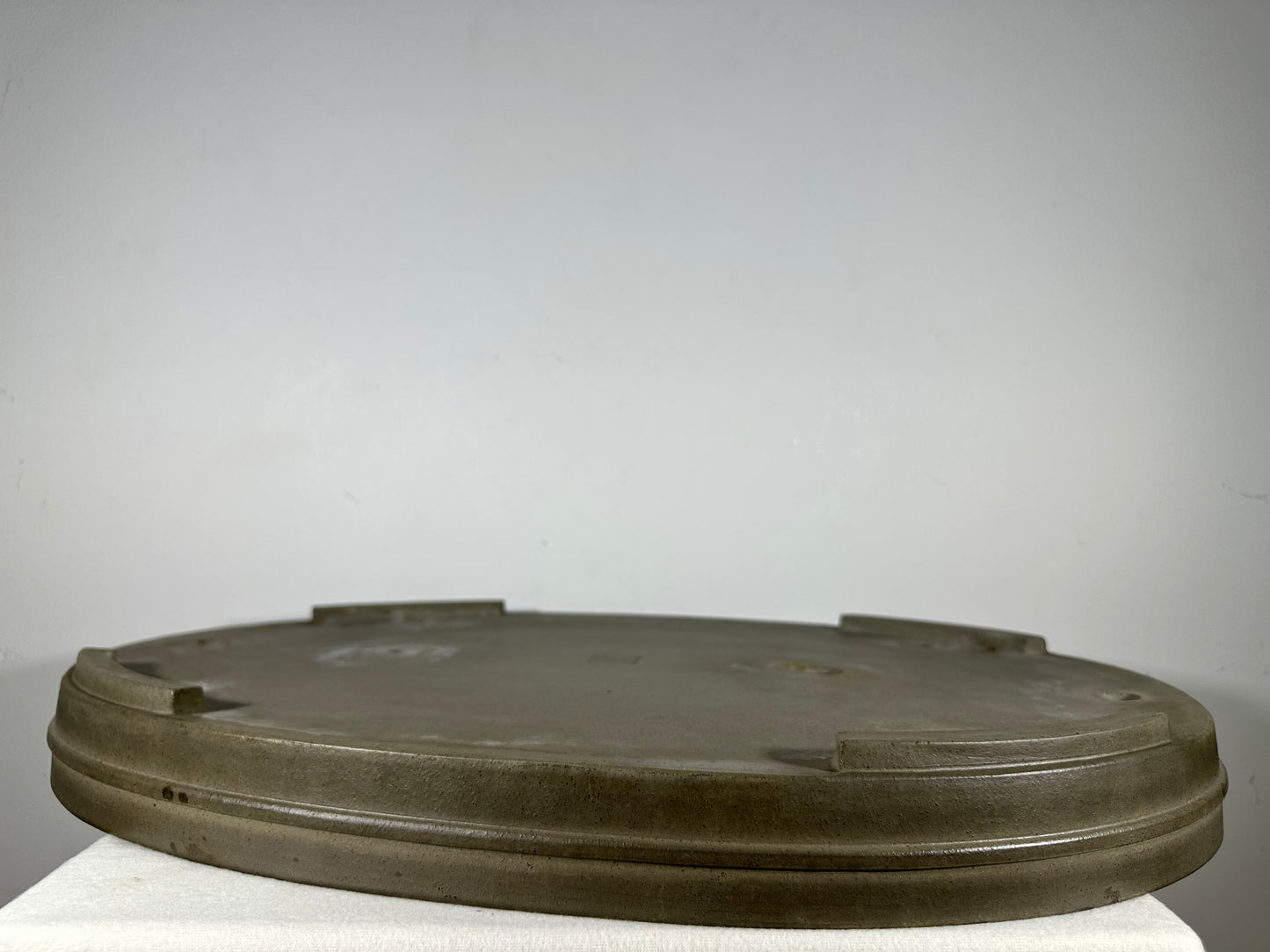 Preowned Japanese Tokoname Unglazed Oval Shallow Bonsai Pot Seizan - 24.25” By 17.25”