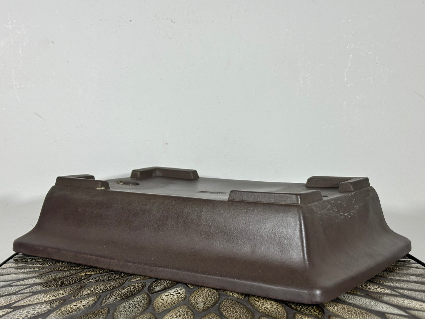 Preowned Vintage Japanese Tokoname Unglazed Rectangular Bonsai Pot Yamaaki - 14” x 9 3/8”