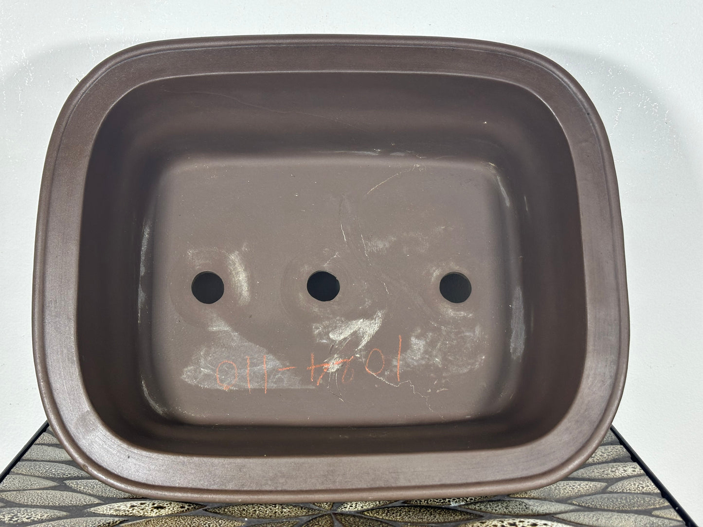 Preowned Japanese Tokoname Unglazed Rectangular Bonsai Pot - 14” By 11.5”