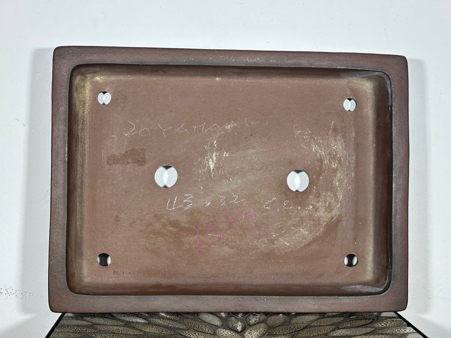 Preowned Japanese Tokoname Unglazed Rectangular Bonsai Pot Yamaaki - 17” By 12.5”