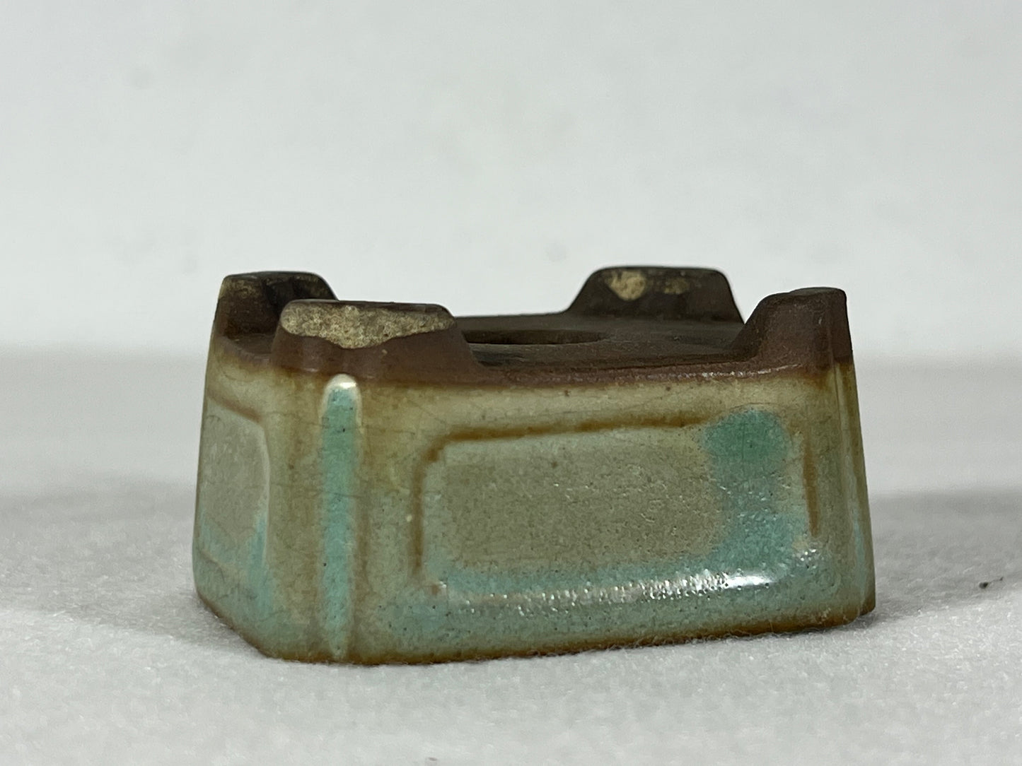 Preowned Japanese Tokoname Rectangular Bonsai Pot Tosui - 2.25” By 1.75”