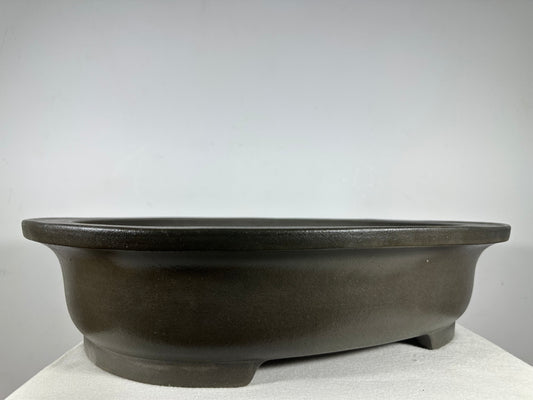 Preowned Japanese Tokoname Unglazed Oval Bonsai Pot Seizan - 20.5” By 16.25”