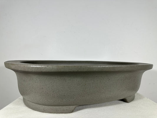 Preowned Japanese Tokoname Unglazed Oval Bonsai Pot Seizan - 18.5” By 14.75”