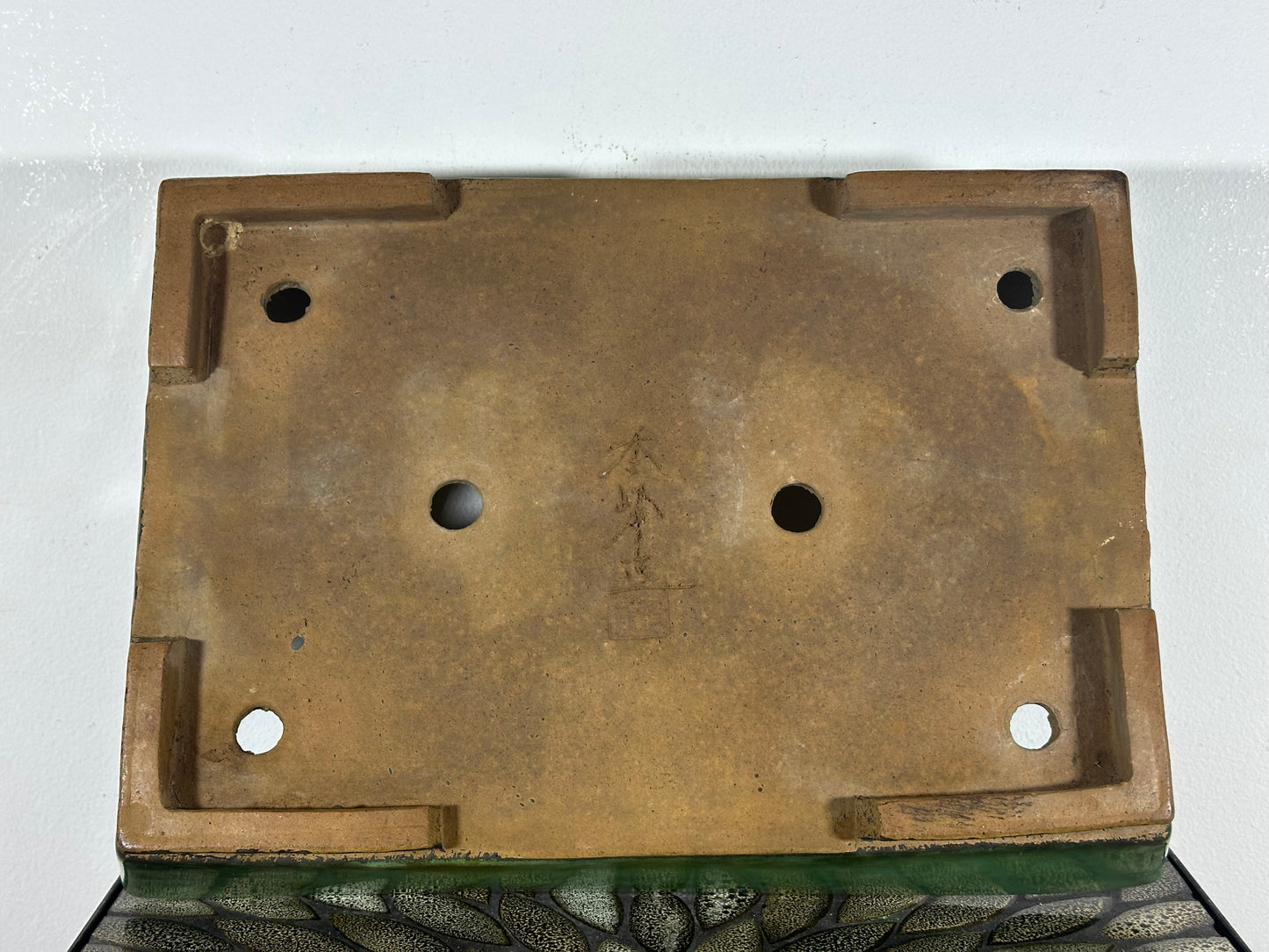 Preowned Vintage Japanese Tokoname Rectangular Bonsai Pot Syuhou - 15” By 10.25”