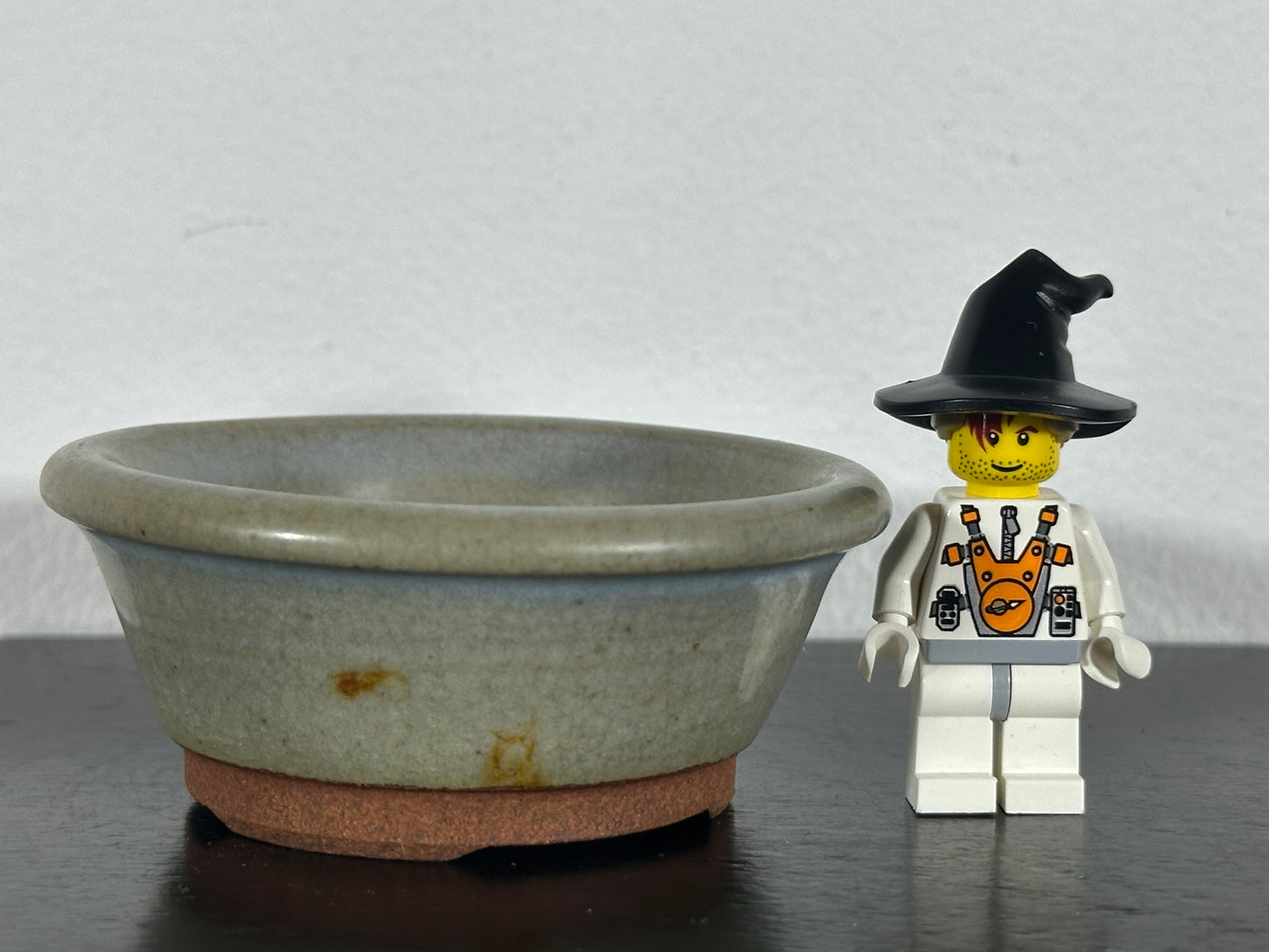 Preowned Japanese Tokoname Mame Glazed Round Bonsai Pot Seiku - 3” By 1.25”