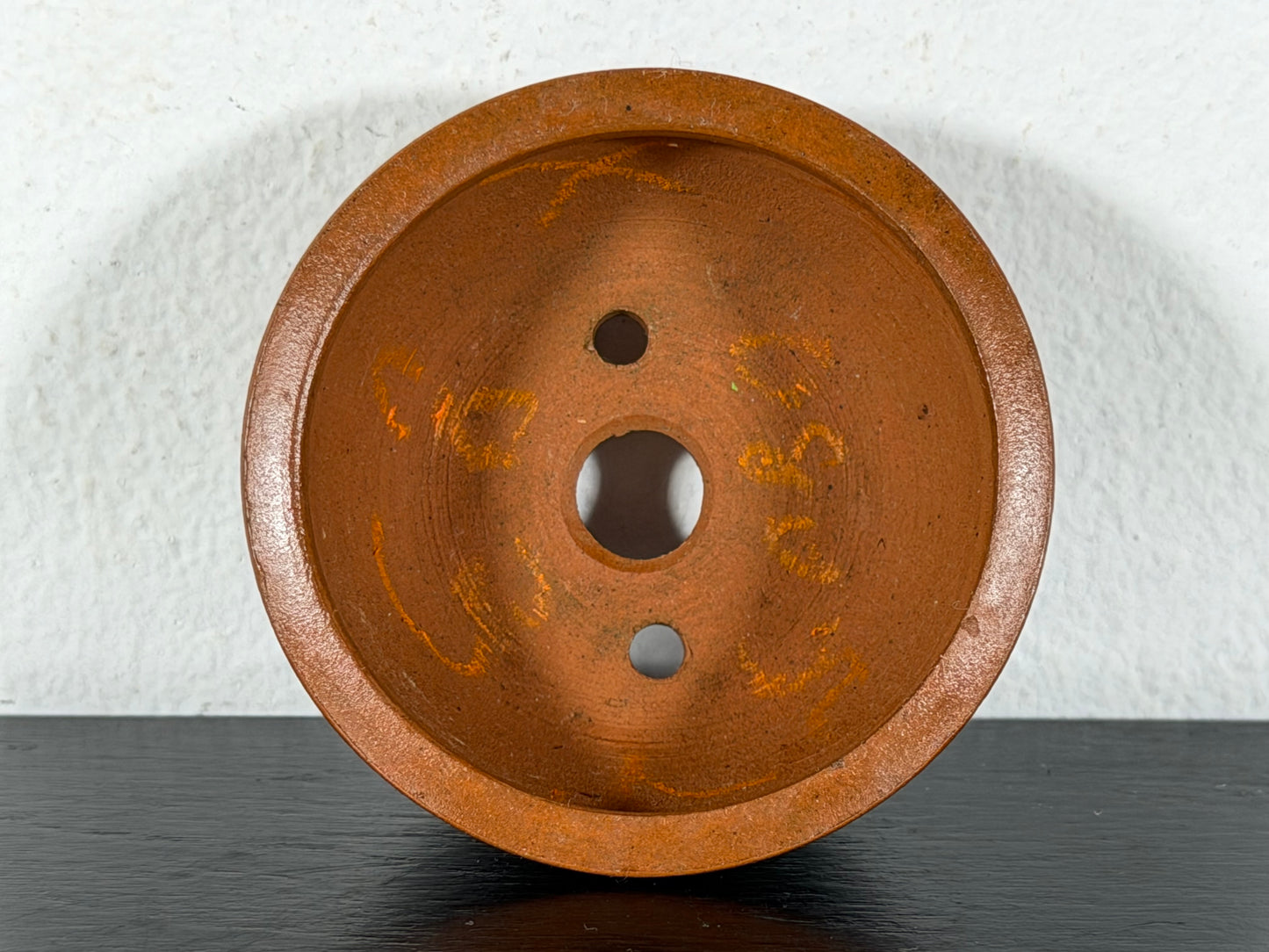 Preowned Vintage Japanese Tokoname Unglazed Round Bonsai Pot Eimei - 2.25” By 1 1/8”