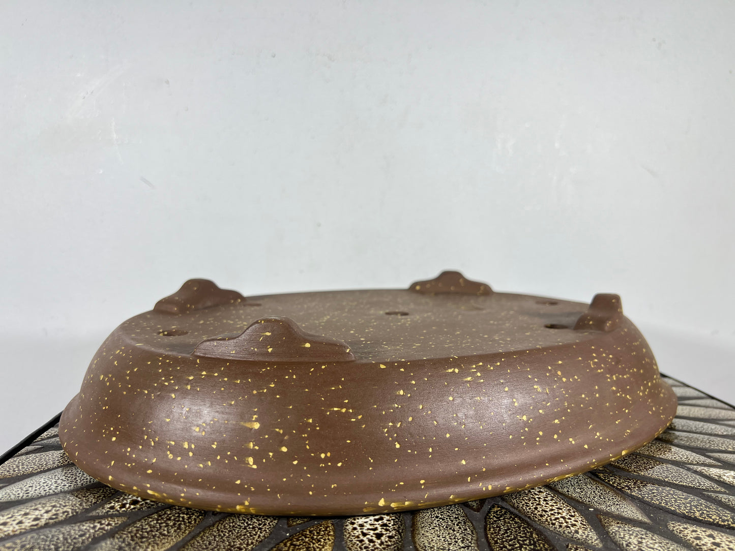 Preowned Japanese Tokoname Unglazed Oval Bonsai Pot Seizan - 14.75” By 11.25”
