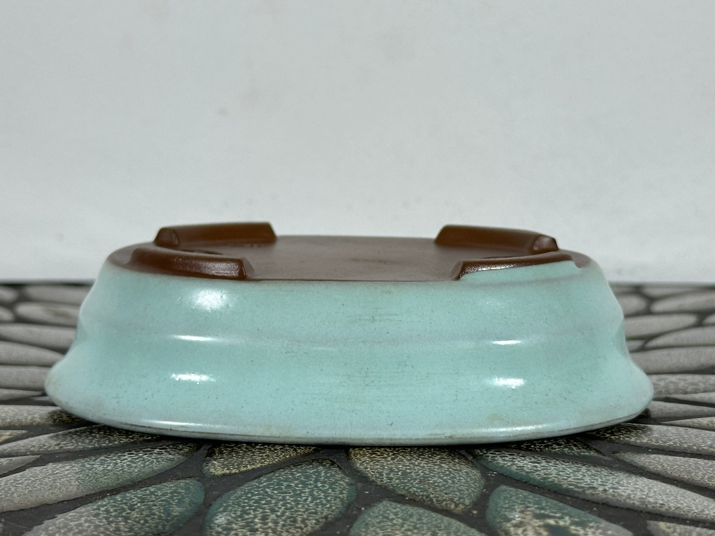 Preowned Japanese Tokoname Glazed Oval Bonsai Pot - 5.5” By 4 3/8”