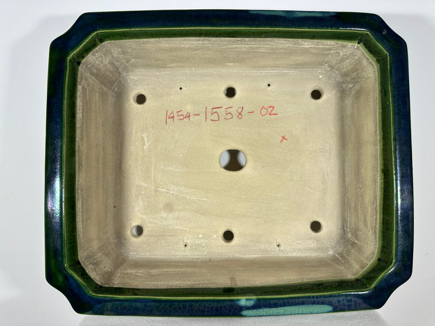 New Japanese Tokoname Glazed Rectangular Bonsai Pot Mazan Terahata - 20.25” By 17”