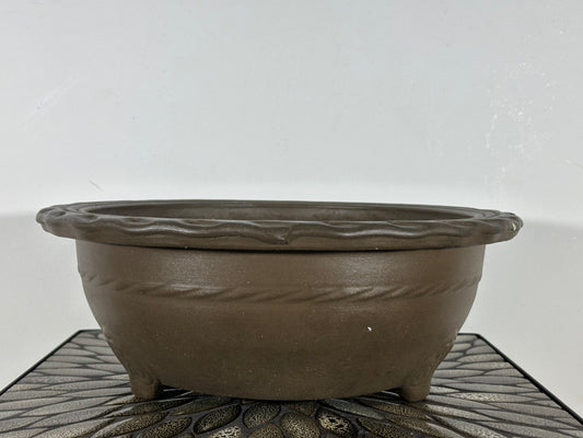 Preowned Vintage Japanese Tokoname Round Bonsai Pot Shigaraki - 14.25” By 5.25”