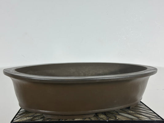 Preowned Japanese Tokoname Unglazed Rectangular Bonsai Pot Maruhei - 21” By 16.25”