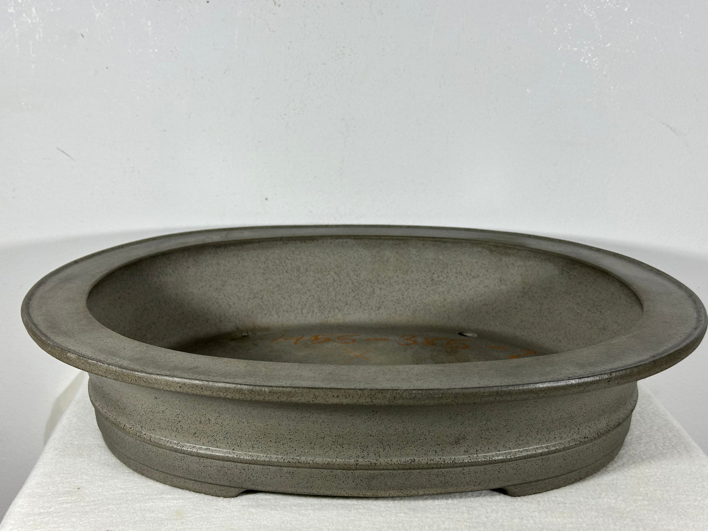 Preowned Japanese Tokoname Unglazed Oval Bonsai Pot Seizan - 17.25” By 14.25”