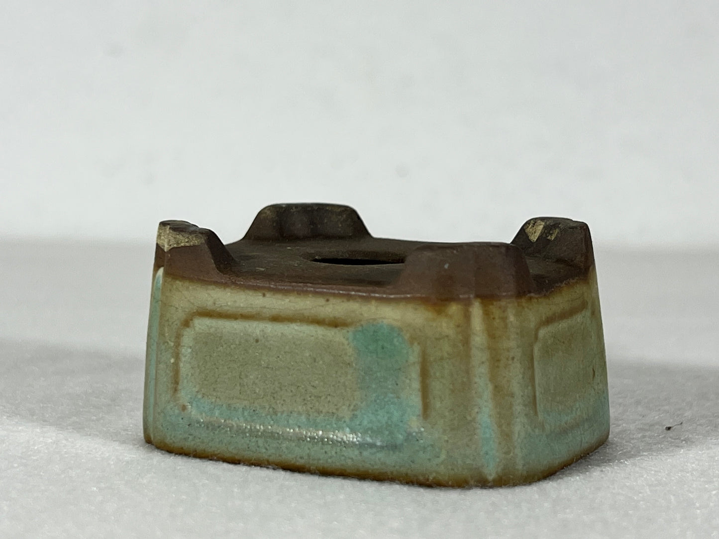 Preowned Japanese Tokoname Rectangular Bonsai Pot Tosui - 2.25” By 1.75”