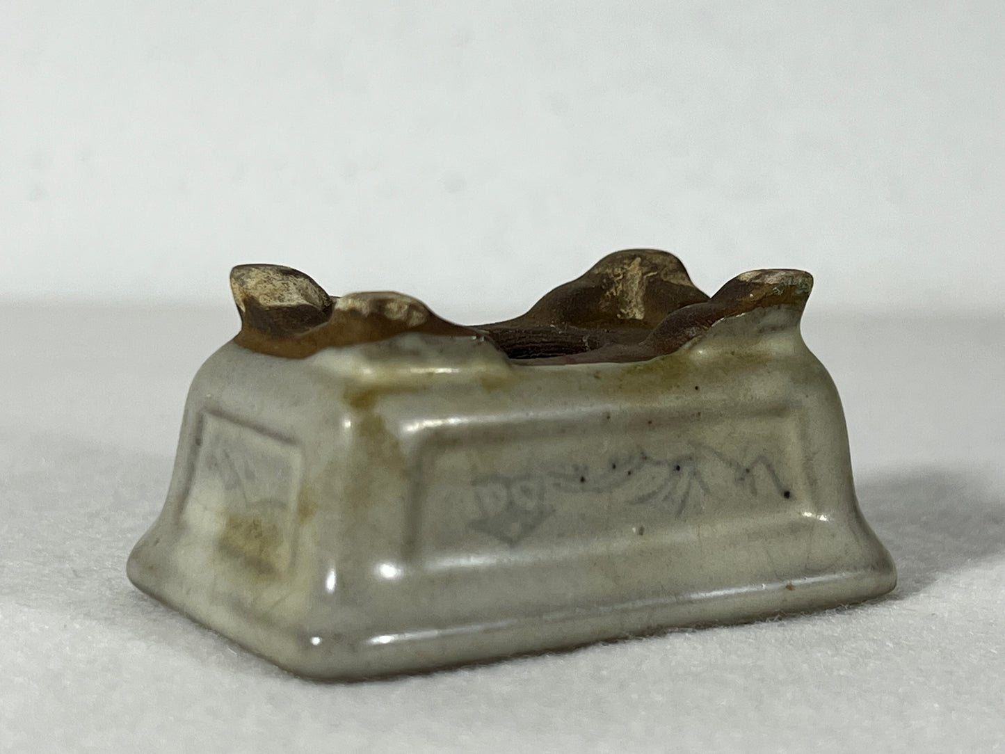 Preowned Japanese Tokoname Rectangular Bonsai Pot Tosui - 2.25” By 1.75”