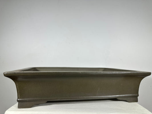 Preowned Japanese Tokoname Unglazed Rectangular Bonsai Pot Seizan - 18.5” By 13.5”