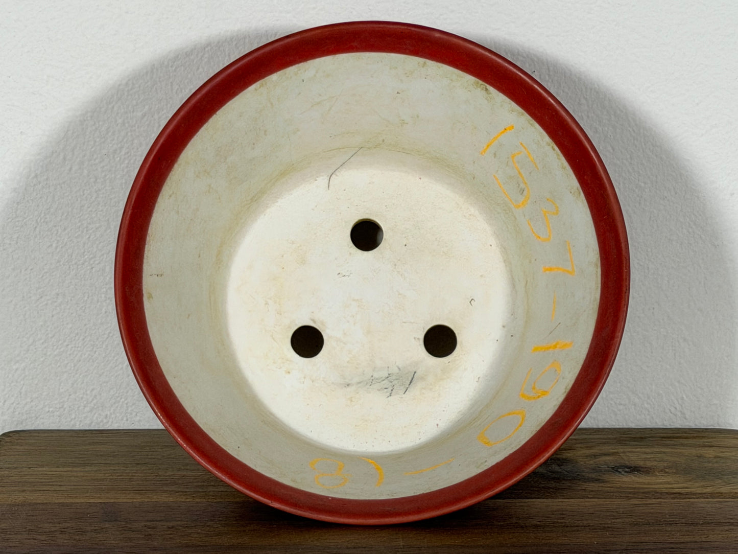 Preowned Vintage China Glazed Round Bonsai Pot - 5.75” By 2.75”