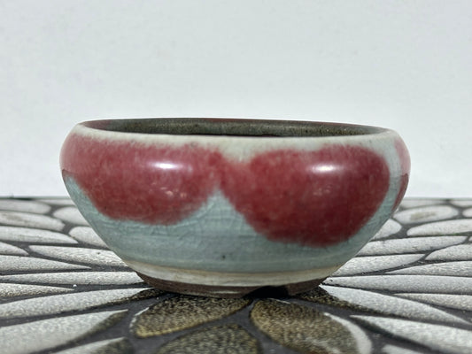 Preowned Japanese Tokoname Glazed Round Bonsai Pot with patina - 3.75” By 2.75”