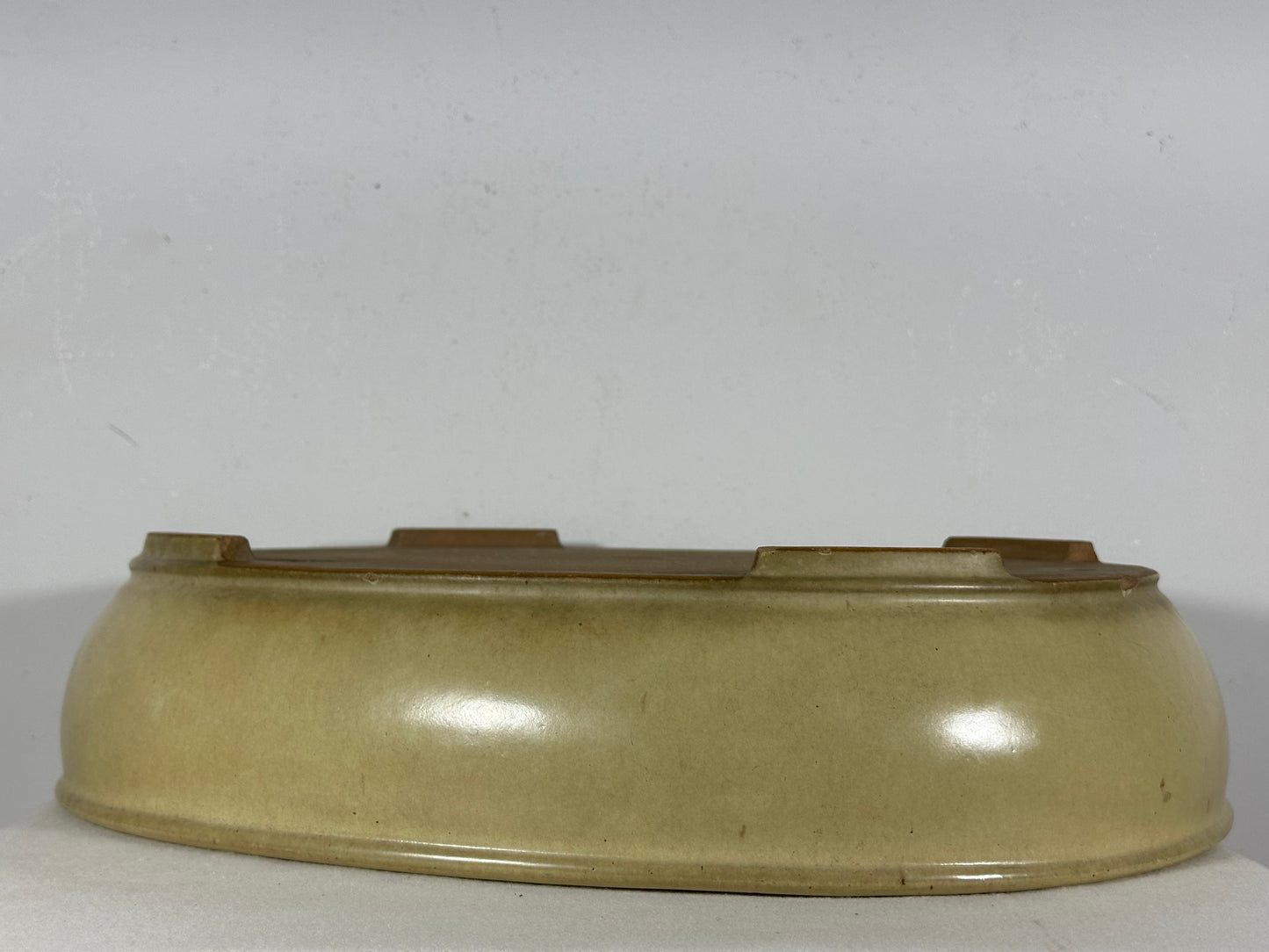 Preowned Vintage Japanese Tokoname Glazed Oval Bonsai Pot Reiho - 17.5” By 14.25”