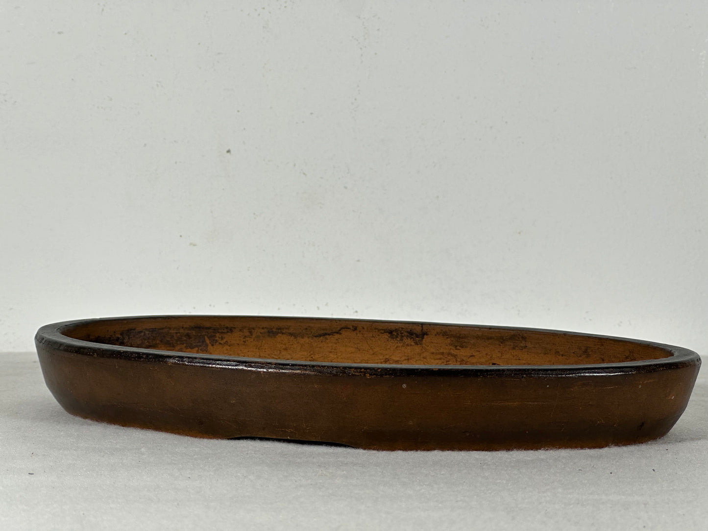 Preowned Japanese Tokoname Unglazed Oval Shallow Bonsai Pot - 10.25” By 6.5”
