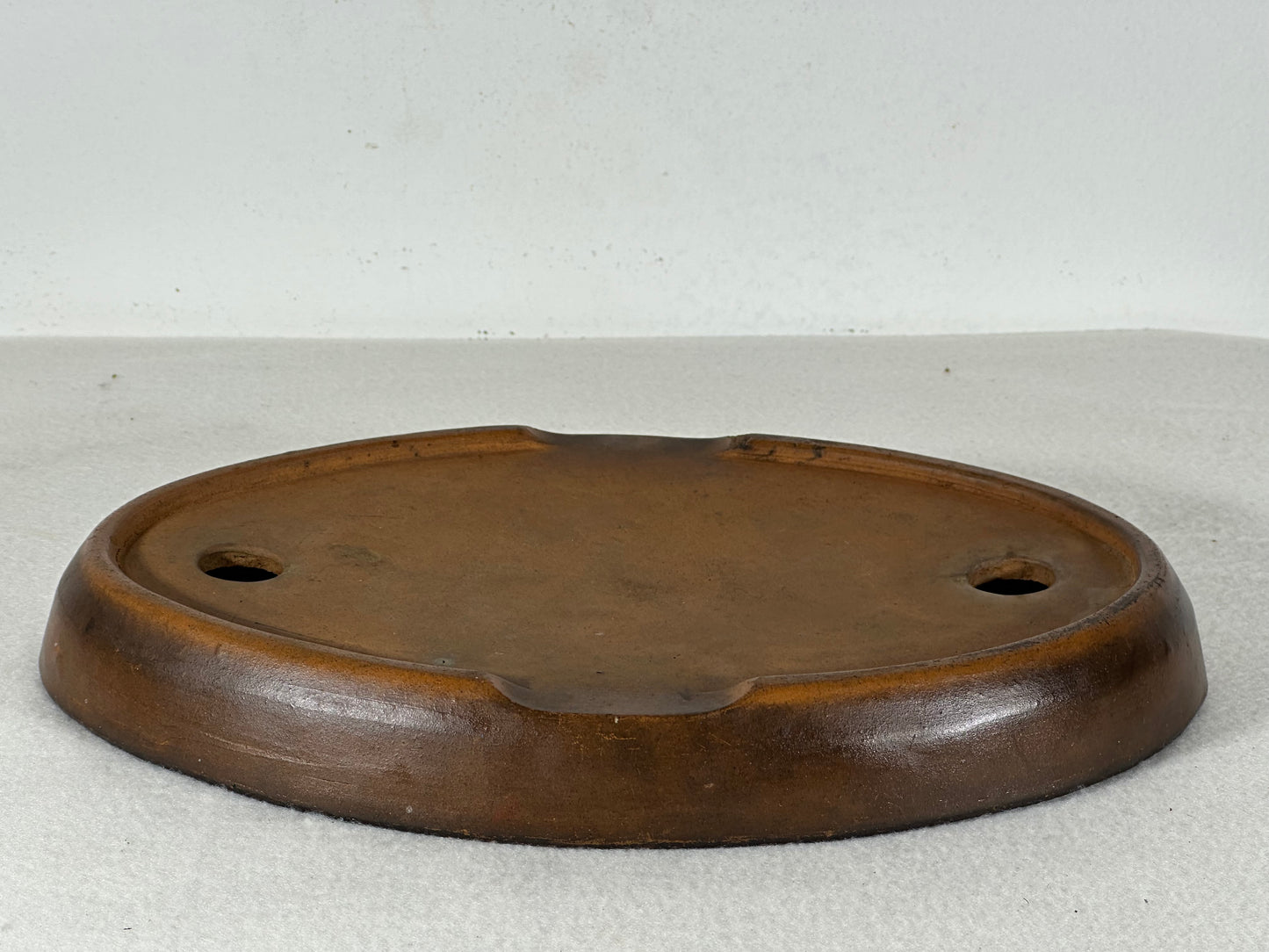 Preowned Japanese Tokoname Unglazed Oval Shallow Bonsai Pot - 10.25” By 6.5”