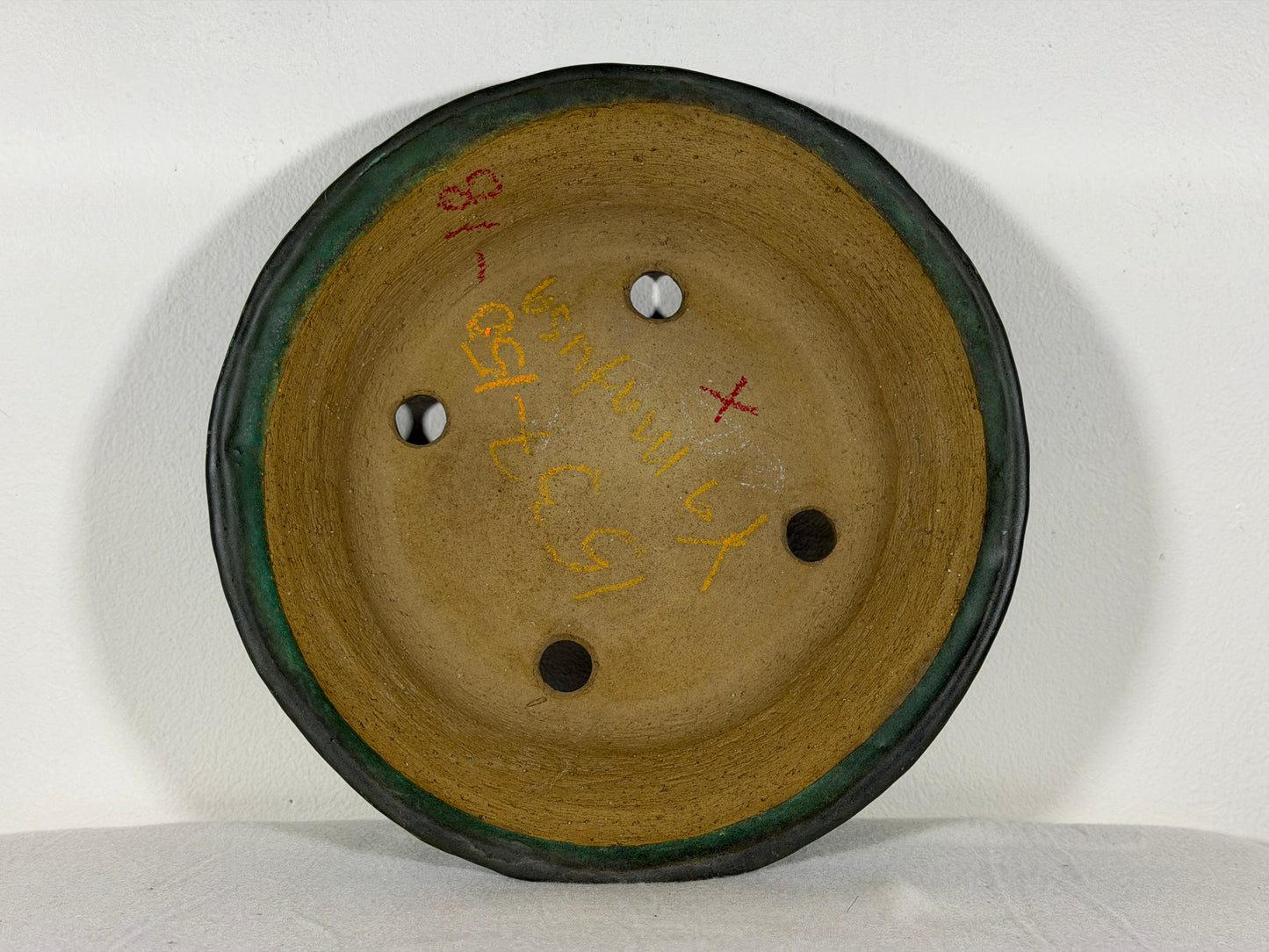 Preowned Japanese Tokoname Glazed Nanban Style Bonsai Pot Yamafusa - 9.75” By 1.75”