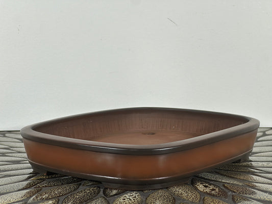 Preowned Japanese Tokoname Unglazed Rectangular Bonsai Pot Hokido - 9.5” By 7.5”