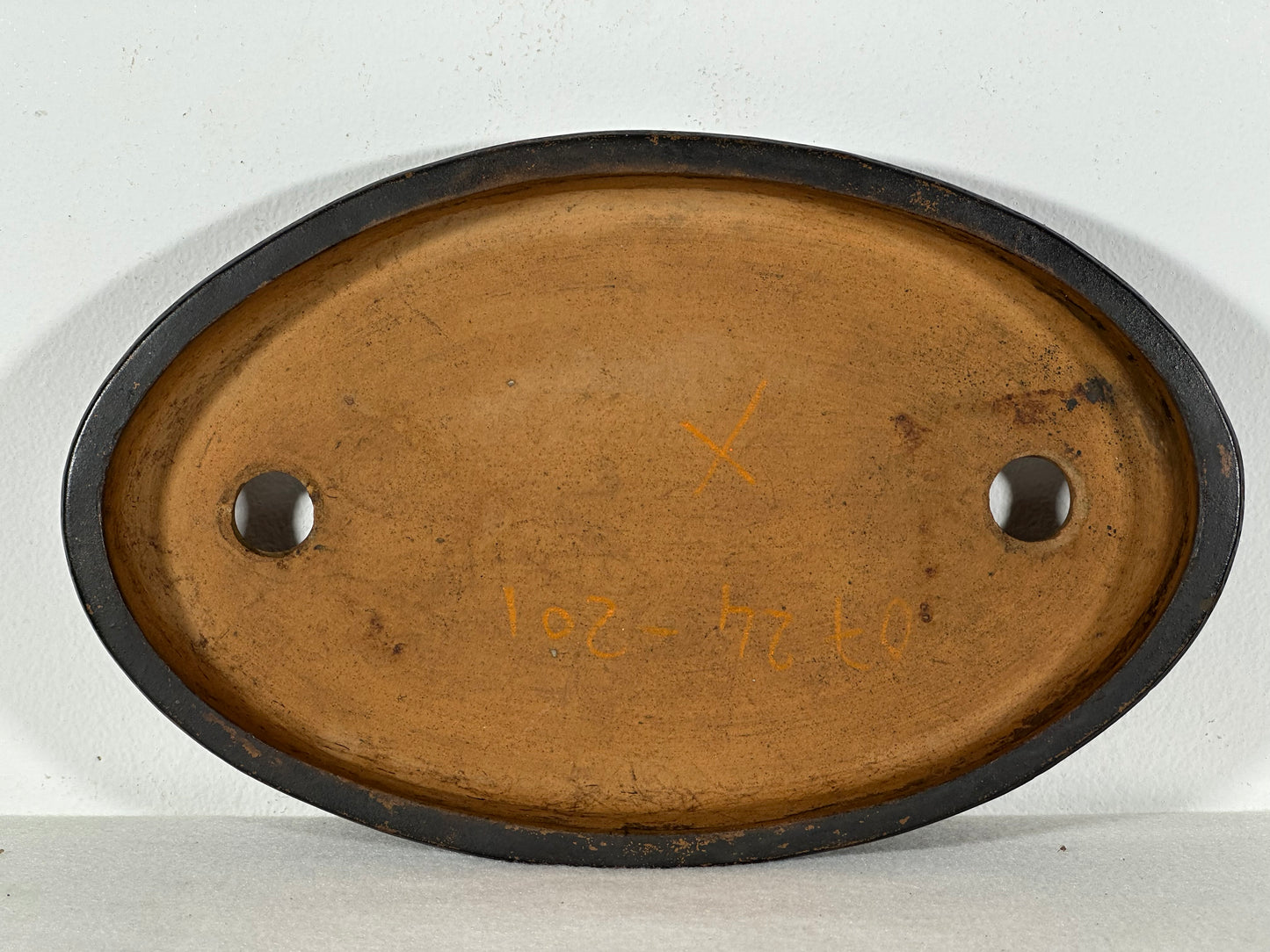 Preowned Japanese Tokoname Unglazed Oval Shallow Bonsai Pot - 10.25” By 6.5”
