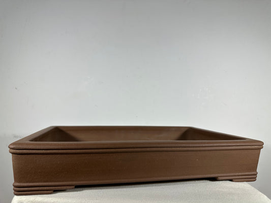 Preowned Japanese Tokoname Unglazed Rectangular Shallow Bonsai Pot Seizan - 18.75” By 12.75”