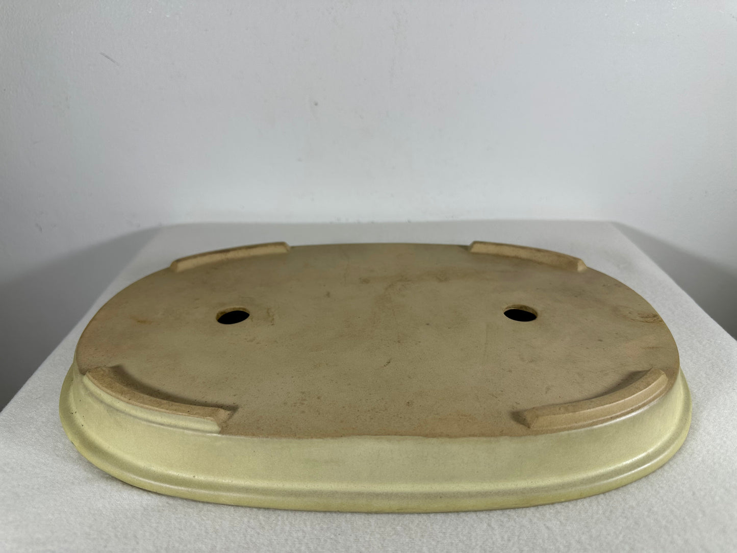 Preowned Japanese Glazed Oval Shallow Bonsai Pot - 13.25” By 8.5”